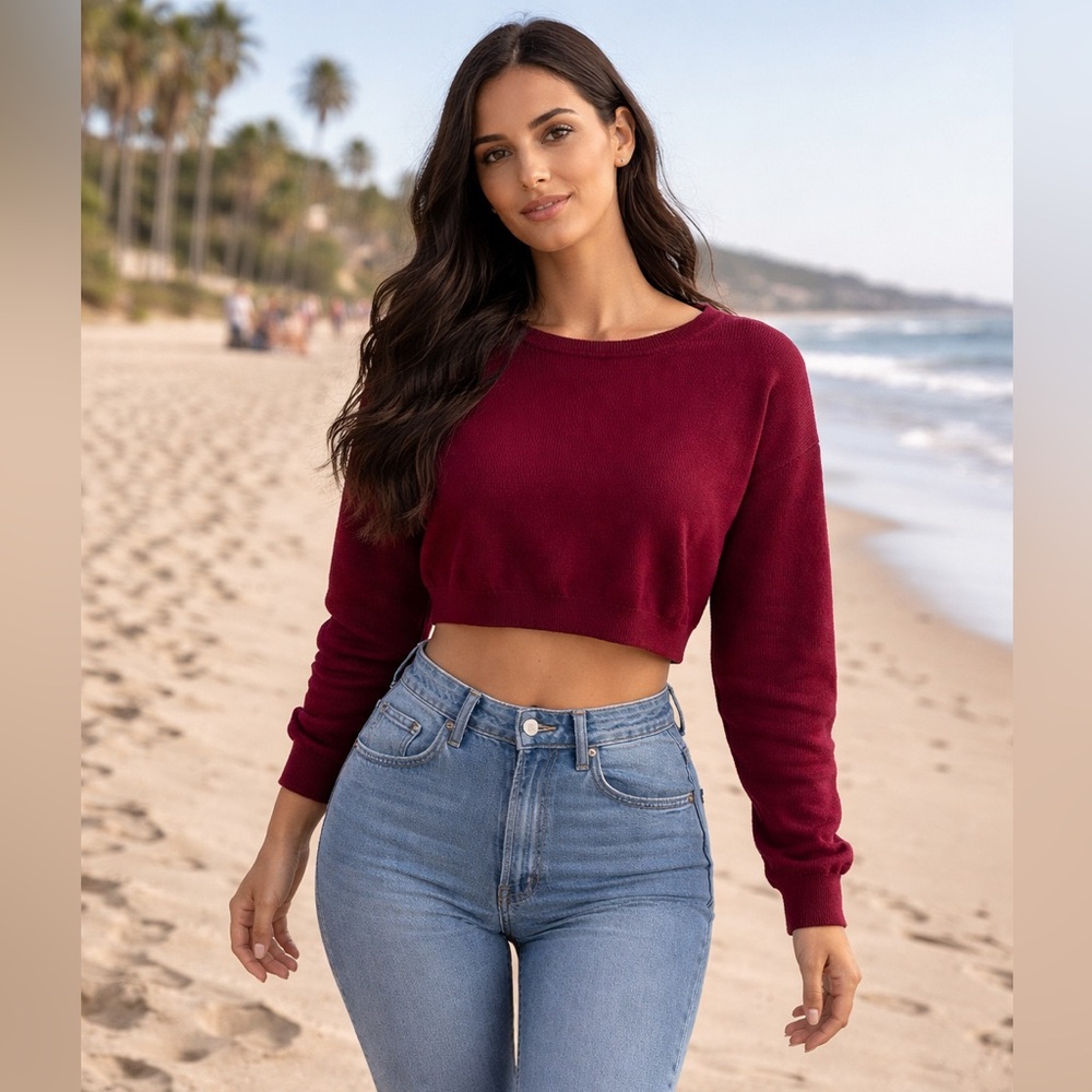 Burgundy Crop Top size small